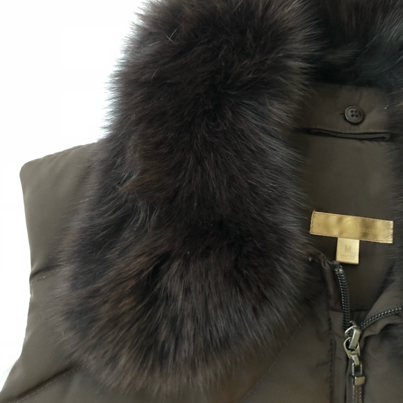 Dark brown puffy and fox fur vest - Picture 4 of 5